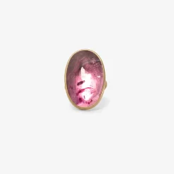18k & oval powder pink tourmaline lens ring, 14.15ct