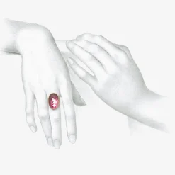 18k & oval powder pink tourmaline lens ring, 14.15ct