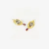 18k & oval rose-cut diamond scallop earrings with ruby drops