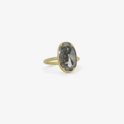 18k & oval salt and pepper diamond ring, 3.02ct
