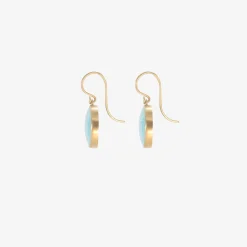18k & oval sleeping beauty turquoise earrings, 12.19ct