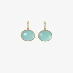 18k & oval sleeping beauty turquoise earrings, 12.19ct