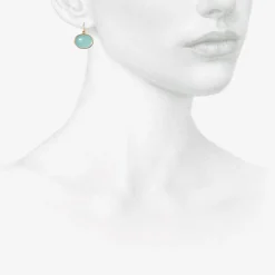 18k & oval sleeping beauty turquoise earrings, 12.19ct