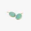 18k & oval tibetan turquoise drop earrings, 19.89ct