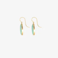 18k & oval tibetan turquoise drop earrings, 19.89ct