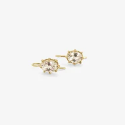 18k & oval white topaz north/south mini gem earrings