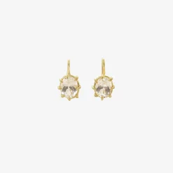 18k & oval white topaz north/south mini gem earrings