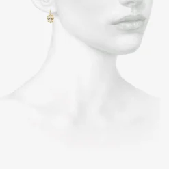 18k & oval white topaz north/south mini gem earrings