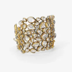 18k & oxidized silver bezel-set herkimer diamond cuff