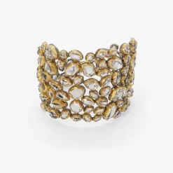 18k & oxidized silver bezel-set herkimer diamond cuff