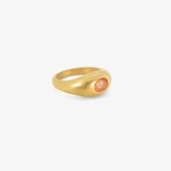 18k & padparadscha sapphire signet ring, 1.5ct
