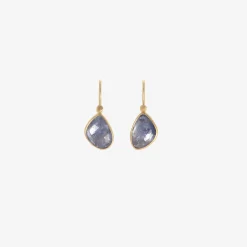 18k & pale blue tanzanite pebble drop earrings, 6.67ct