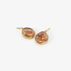 18k & peach tourmaline pebble drop earrings, 21.84ct