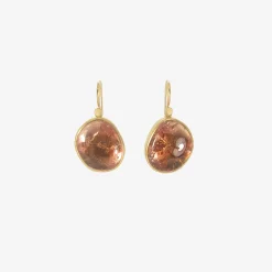 18k & peach tourmaline pebble drop earrings, 21.84ct