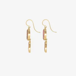 18k & peachy pink tourmaline sequin double drop earrings, 11.38ct