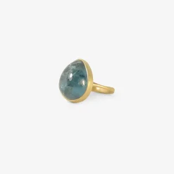 18k & pear-ish blue tourmaline ring, 18.03ct