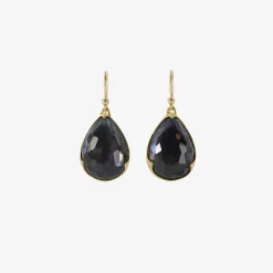 18k & pear-shaped amethyst-over-hematite earrings