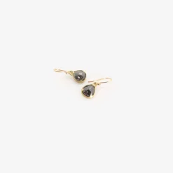 18k & pear-shaped black diamond earrings, 3.03ct