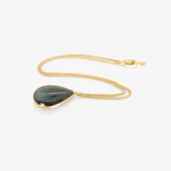 18k & pear-shaped blue green tourmaline pendant