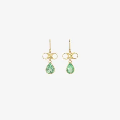 18k & pear-shaped colombian emerald earrings with bows, 4ct