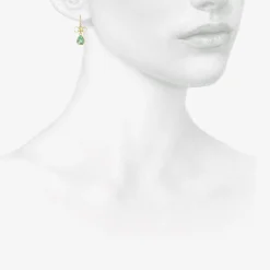 18k & pear-shaped colombian emerald earrings with bows, 4ct