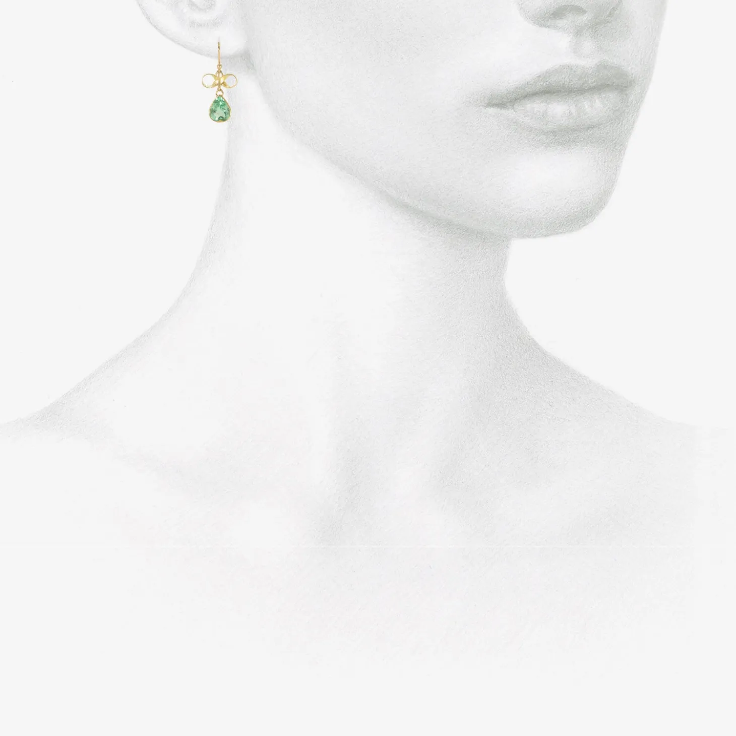 18k & pear-shaped colombian emerald earrings with bows, 4ct