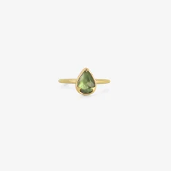 18k & pear-shaped faceted green sapphire ring, .93ct