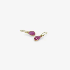 18k & pear-shaped rose-cut ruby earrings