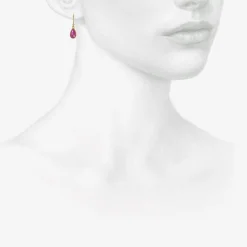 18k & pear-shaped rose-cut ruby earrings