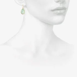 18k & pear-shaped tibetan turquoise drop earrings, 8.63ct