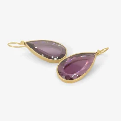 18k & pear-shaped violet tourmaline sequin drop earrings, 11.73ct