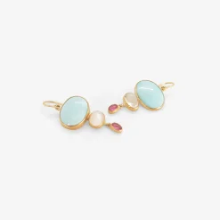 22k & persian turquoise earrings with moonstone and pink tourmaline