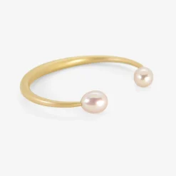 14k & pink freshwater pearl open bangle