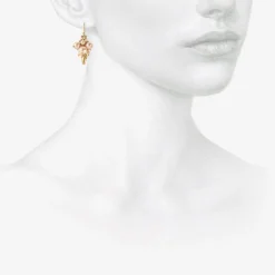10k & pink pearl bug cluster earrings