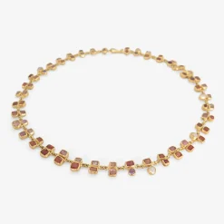 18k & pink spinel confetti necklace with moonstone and amethyst