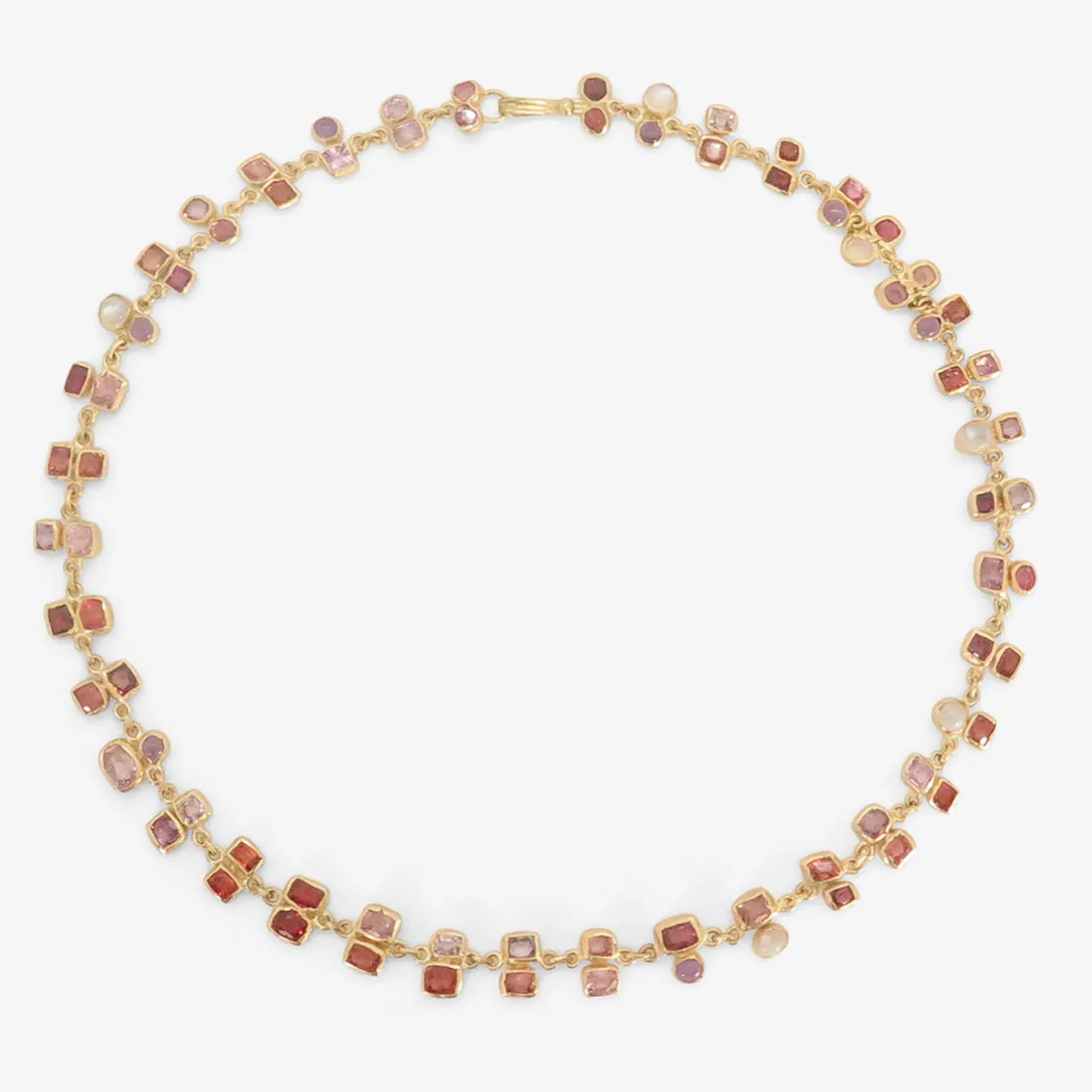 18k & pink spinel confetti necklace with moonstone and amethyst