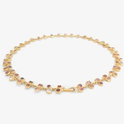 18k & pink spinel confetti necklace with moonstone and amethyst