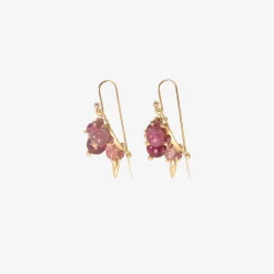 18k & pink tourmaline bug clusters