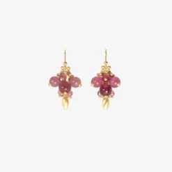 18k & pink tourmaline bug clusters