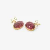 18k & pink tourmaline cabochon earrings with angular bow details, 24.5ct