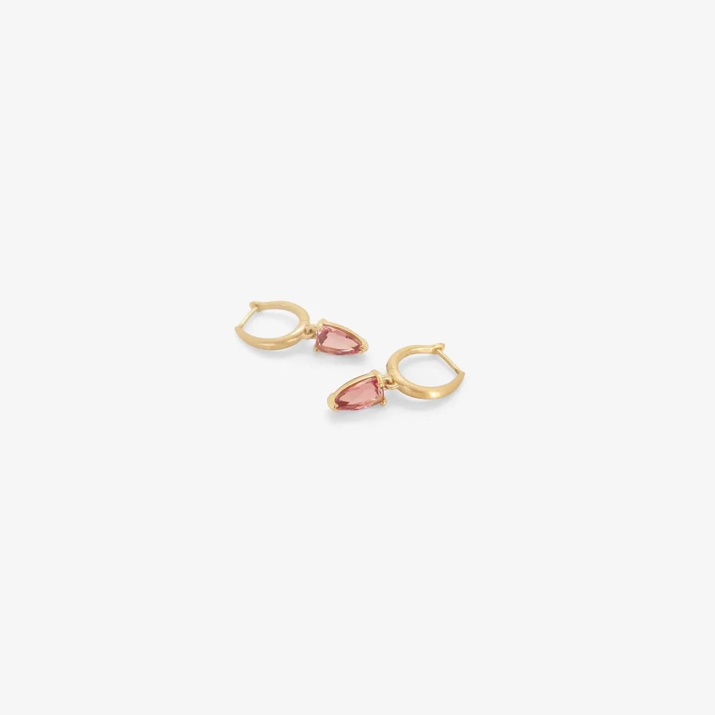 14k & pink tourmaline graduated huggie hoops