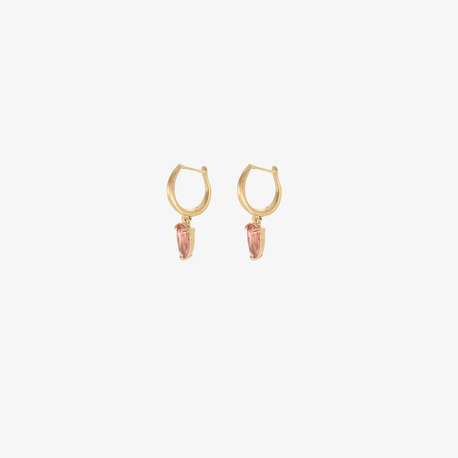 14k & pink tourmaline graduated huggie hoops