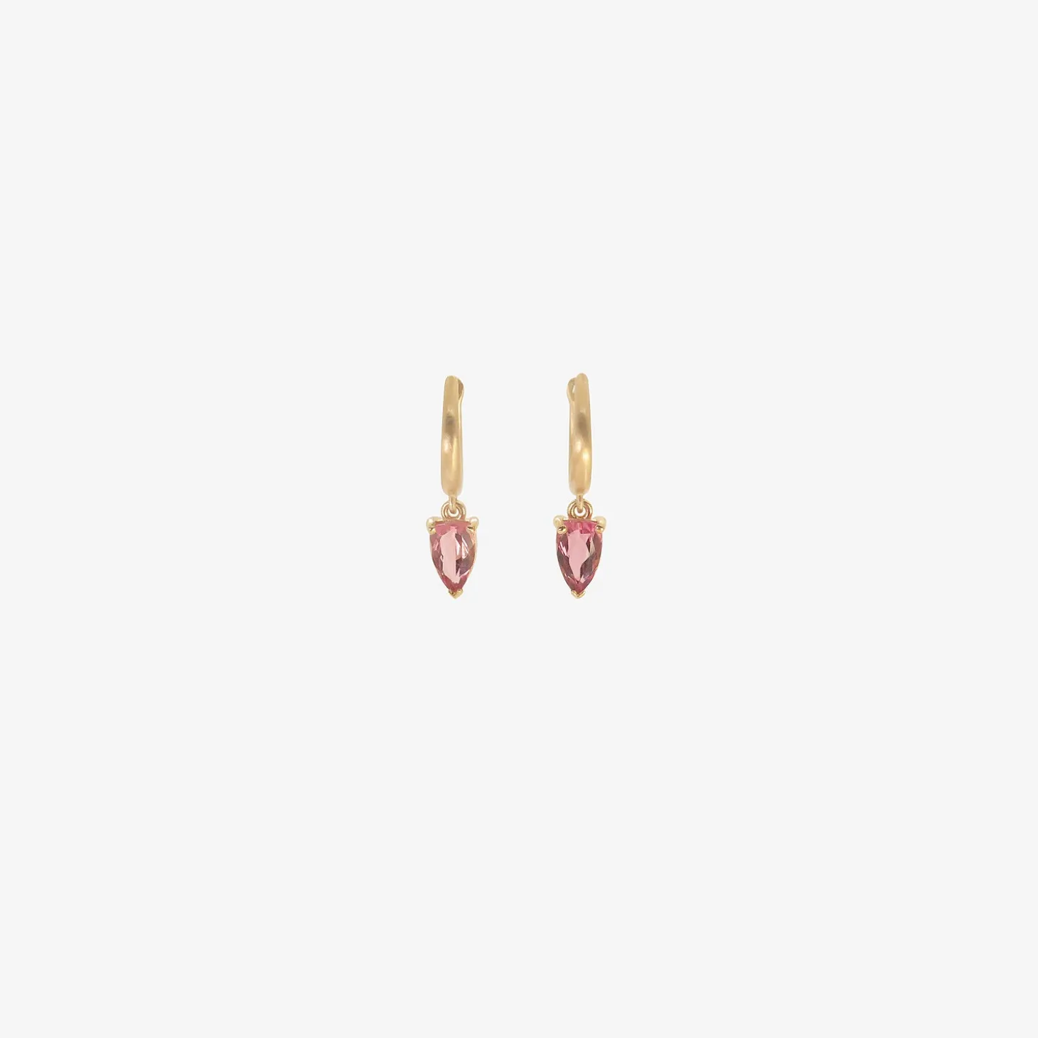 14k & pink tourmaline graduated huggie hoops