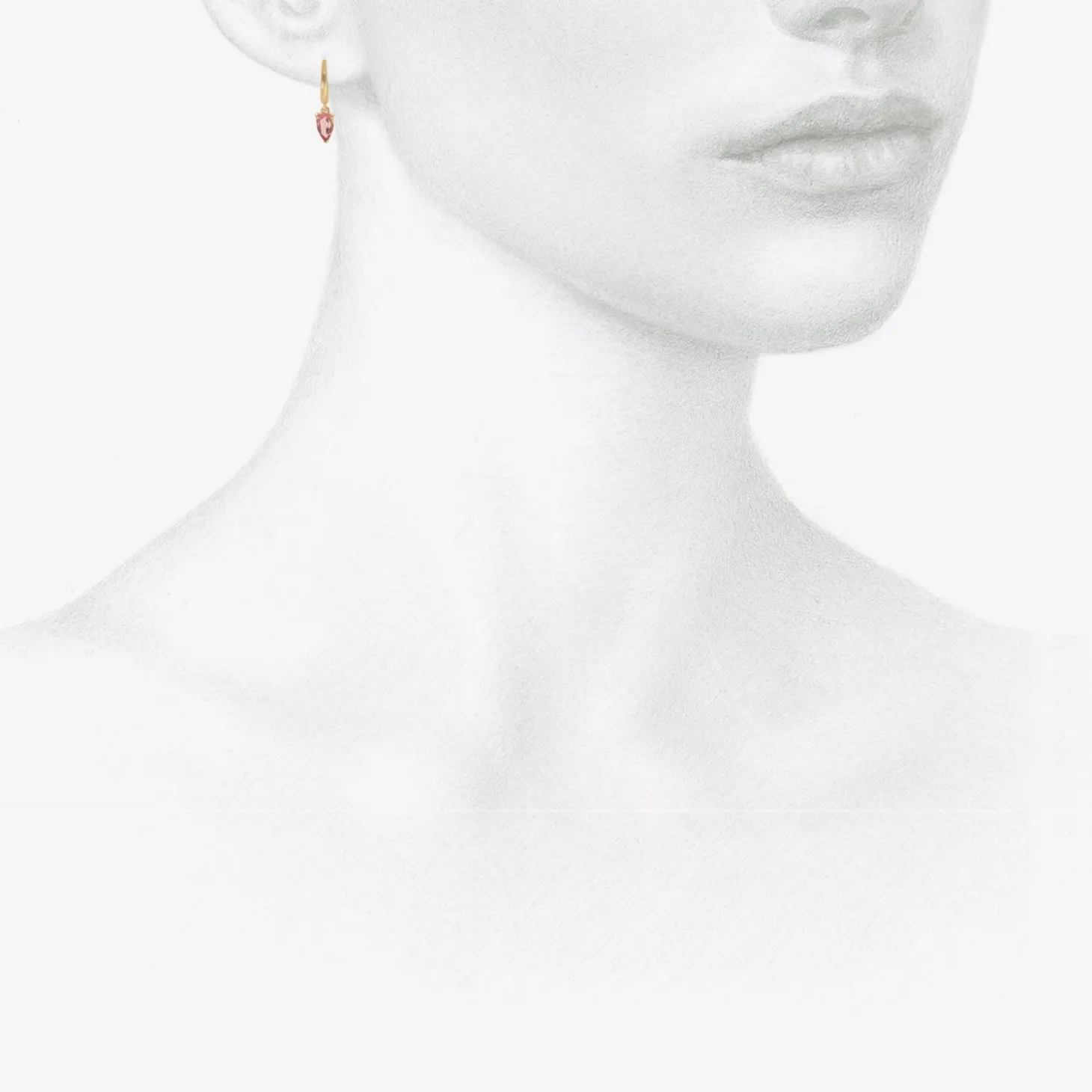 14k & pink tourmaline graduated huggie hoops
