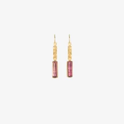 22k & pink tourmaline klimt double drop earrings, 5.67ct