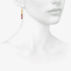 22k & pink tourmaline klimt double drop earrings, 5.67ct