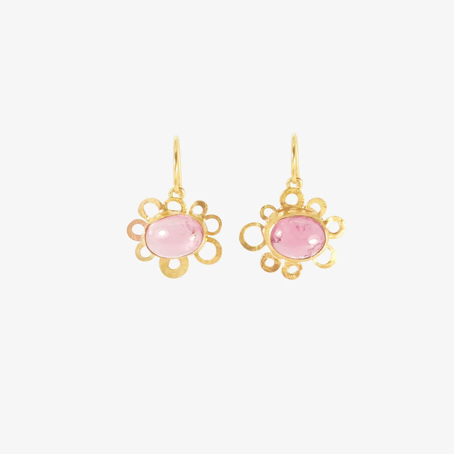 18k & pink tourmaline little flower studio sweep earrings