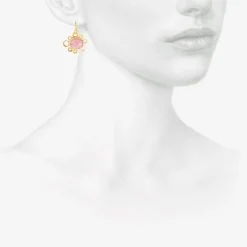 18k & pink tourmaline little flower studio sweep earrings