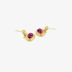 22k & pink tourmaline small bell earrings