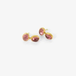 22k & pink tourmaline small amphora earrings